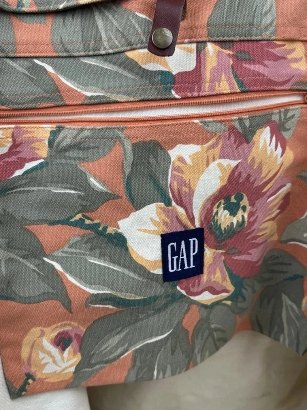 🌸 Vintage GAP Floral Canvas Weekender Duffel Tote Bag Cottagecore 80s 90s Boho